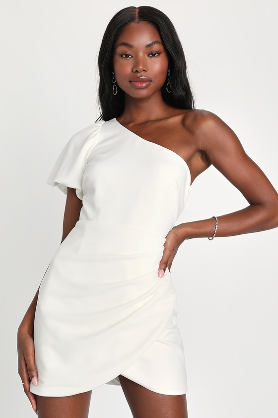 white one shoulder dress